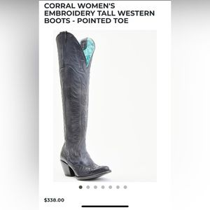 Corral tall black embroidered cowboy boots size 8